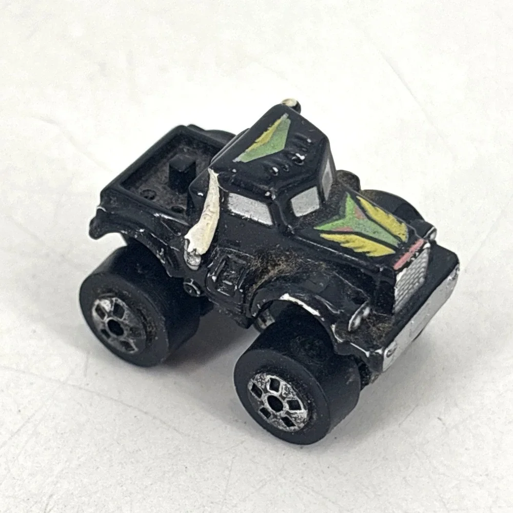 Vintage Micro Machines '55 Corvette Coupe Gray Race Stripes 1986 & Monster Wheel